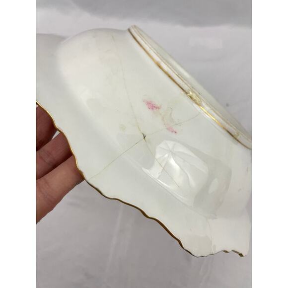 Antique Limoges Bowl France Handpainted Pink Roses Gold Accent Artist Signed VTG - Picture 6 of 15